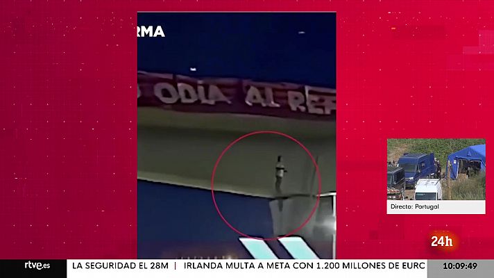 Informativo 24h - Detenidas cuatro personas por el muñeco contra Vinicius colgado en un puente de Madrid