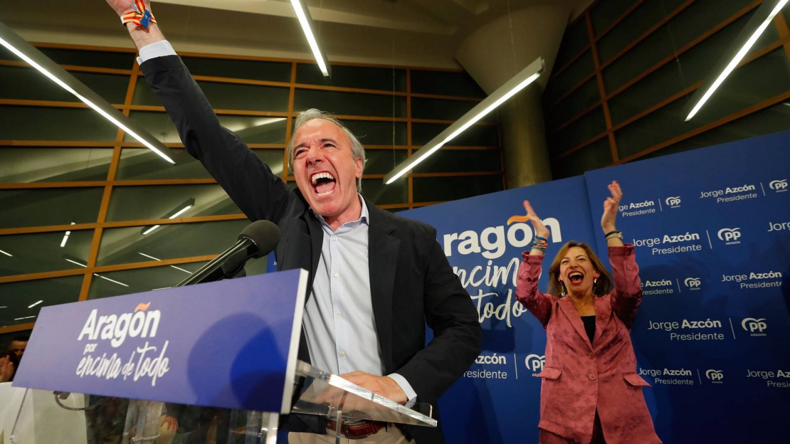 28M: Azcón, tras ganar las el PP las elecciones: "Gracias a los votantes"