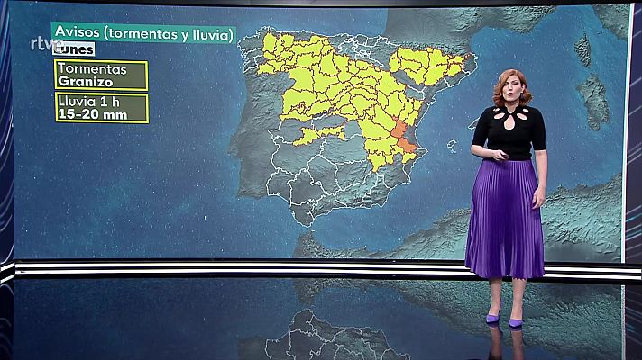 El tiempo - Probabilidad de chubascos y tormentas localmente fuertes en amplias zonas del interior peninsular y en Baleares