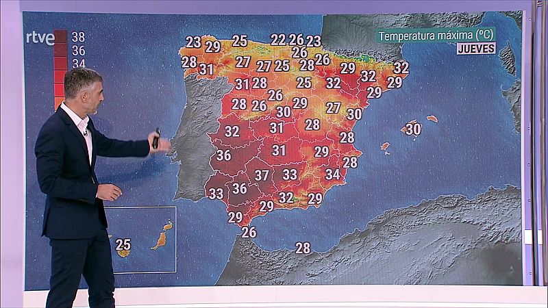 Temperaturas máximas en aumento en general, exceptuando el extremo sureste peninsular, Baleares y Canarias - ver ahora