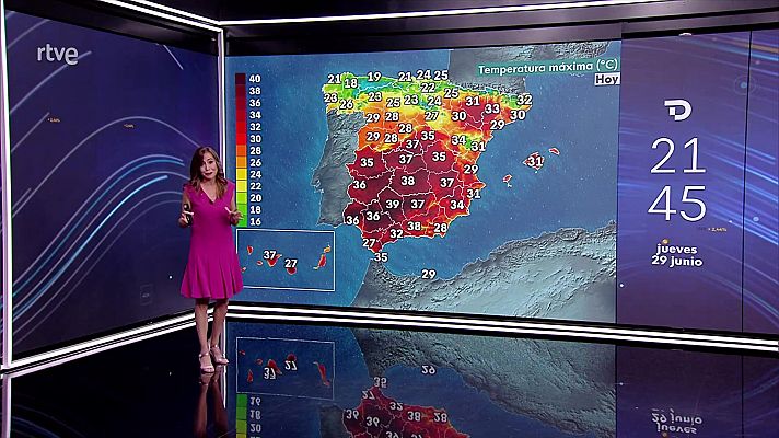 Temperaturas significativamente altas en áreas de la mitad sur y zona centro peninsular y en Canarias