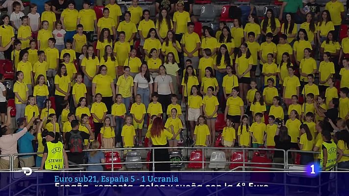 Telediario 1 - España golea a Ucrania en el Europeo sub-21 y pasa a la final