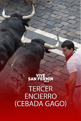 San Fermín - Tercer encierro de San Fermín 2023 con toros de Cebada Gago