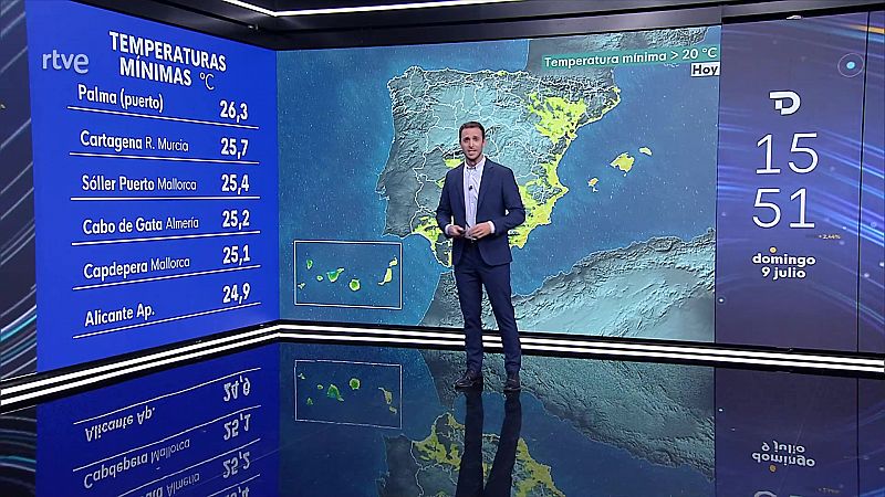 Temperaturas significativamente altas en amplias zonas del sur, centro y nordeste peninsular, así como en Baleares - ver ahora