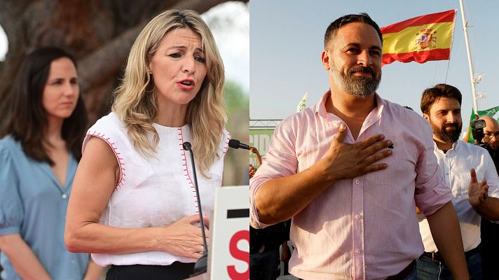 Telediario Fin de Semana - Díaz carga en un acto con Belarra contra la propuesta de Feijóo de "recortar" pensiones Abascal no aclara si apuesta por vincularlas al IPC