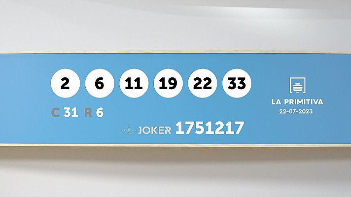 Sorteo de la Lotería Primitiva y Joker del 22/07/2023 