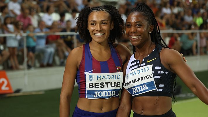 Atletismo - La campeona olímpica Fraser-Pryce se exhibe en Madrid con récord del mítin y Jael Bestué logra la mínima para el Mundial en los 100m lisos