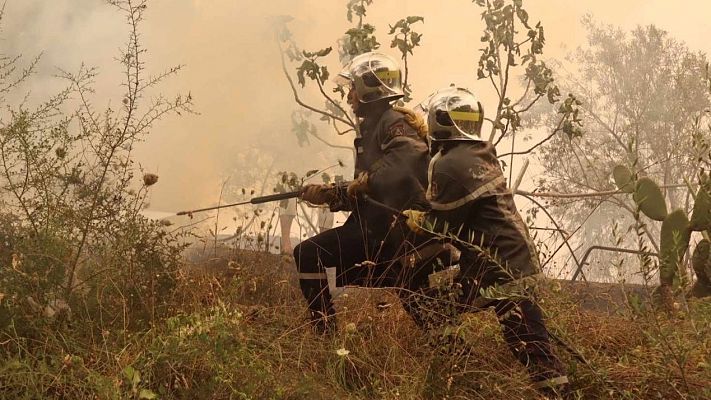 Telediario 2 - Las altas temperaturas y la sequía no ayudan a extinguir los incendios en el norte de África