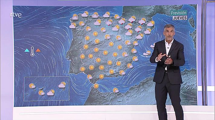 Probabilidad de chubascos y tormentas localmente fuertes en el interior nordeste e interior norte de la Península      