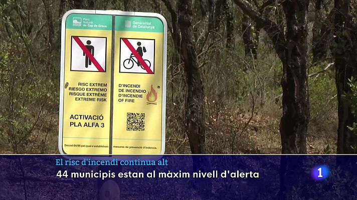 L'Informatiu - El risc d'incendi continua alt: 44 municipis estan al màxim nivell d'alerta