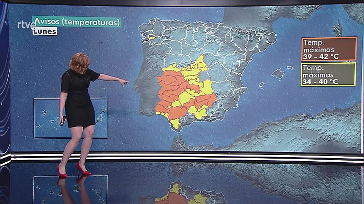 Temperaturas en aumento salvo las máximas en el tercio norte peninsular, norte de Baleares y áreas del Levante