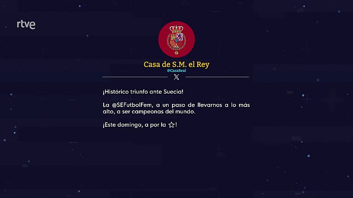Telediario 1 - Los principales dirigentes felicitan a la selección española por su pase a la final del Mundial