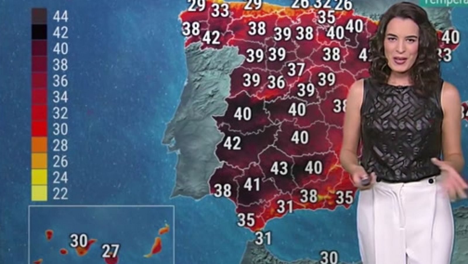 Temperaturas muy altas en casi toda España con tormentas en el Pirineo