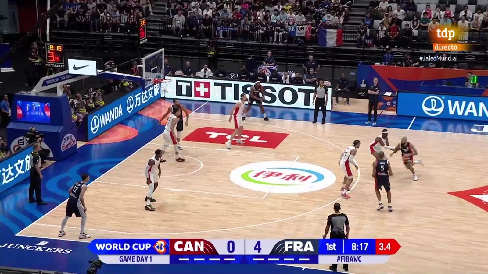 Resumen. Canadá - Francia. 1ª fase mundial de baloncesto 2023.