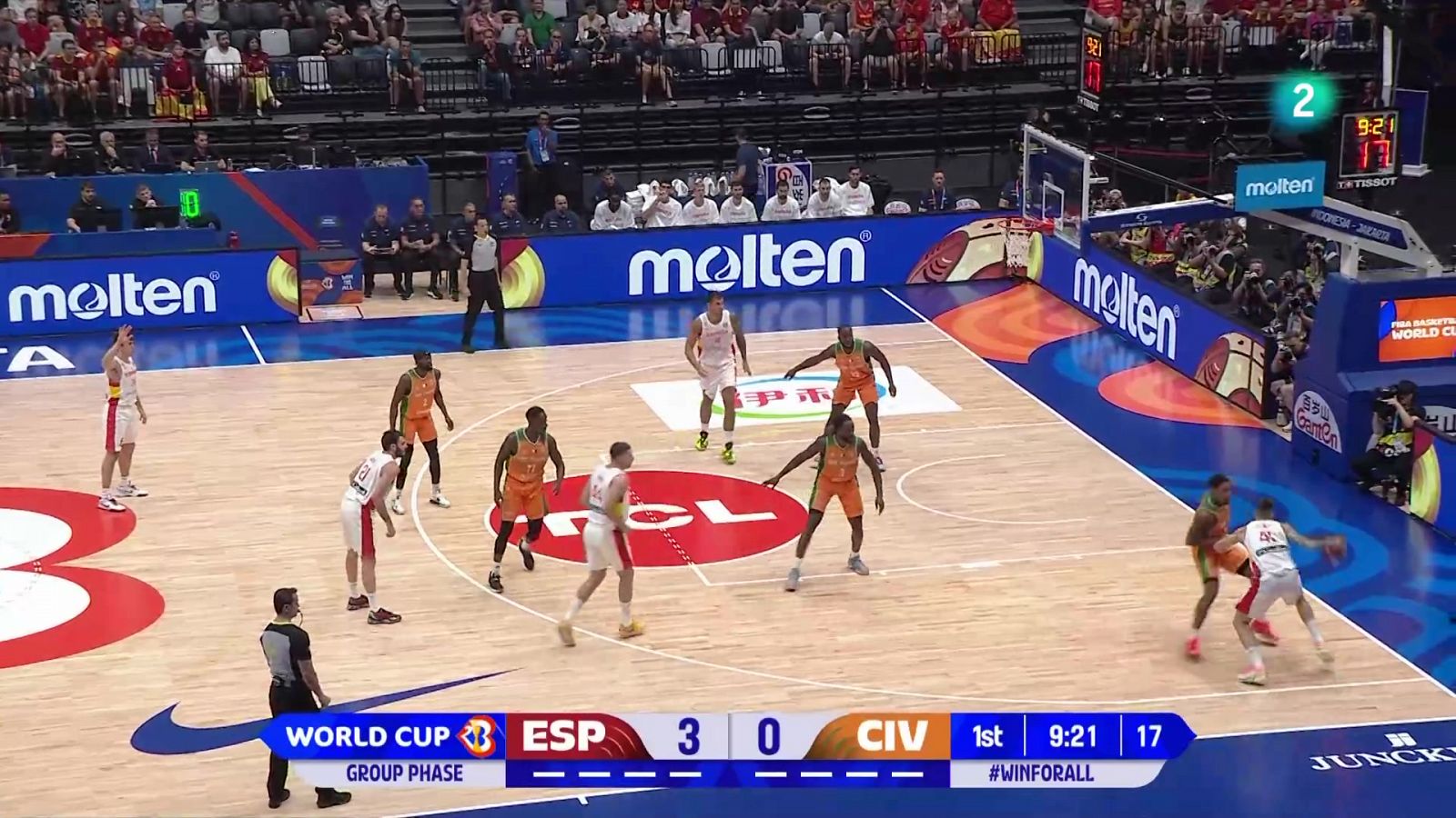 Mejores momentos España - Costa de Marfil. 1ª fase del Mundial de baloncesto 2023.