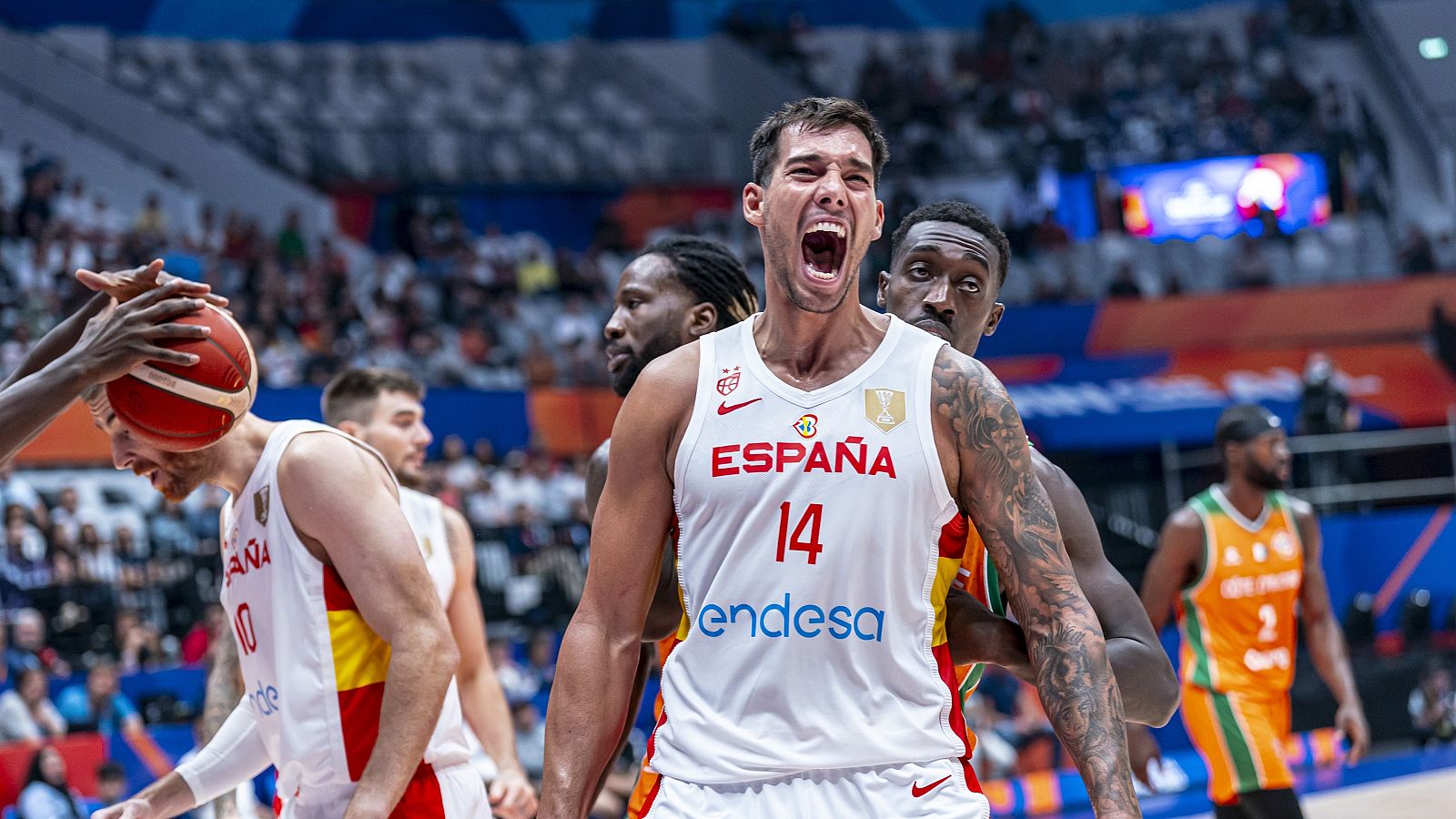 Mejores momentos España - Costa de Marfil. 1ª fase del Mundial de baloncesto 2023.   