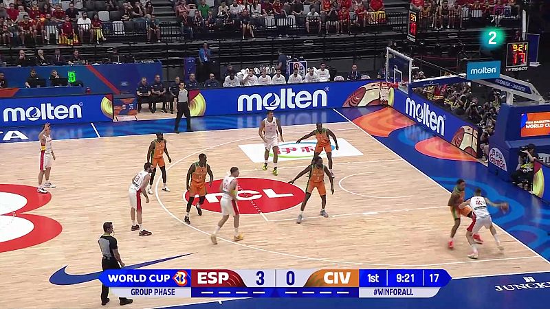 Mejores momentos España - Costa de Marfil. 1ª fase del Mundial de baloncesto 2023.   