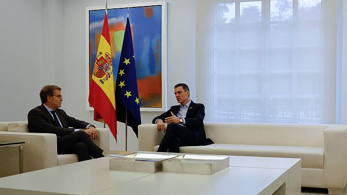 Telediario 2 - Sánchez acepta la petición de Feijóo y se reunirán "al más alto nivel institucional y político" para tratar la investidura