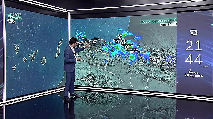 Intervalos de viento fuerte o rachas muy fuertes en Canarias, Ampurdán, Pirineos, Baleares y bajo Ebro