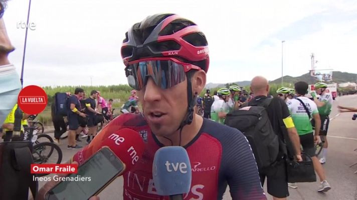 Vuelta ciclista a España - Omar Fraile se entera en directo de la caída de su compañero Thymen Arensman