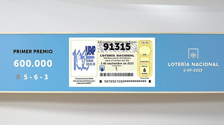 SELAE - Sorteo de la Lotería Nacional del 02/09/2023