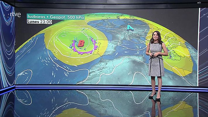 El tiempo - Precipitaciones con tormentas en la Península y Baleares. Viento fuerte del este en el Levante y litorales del noroeste; con rachas muy fuertes