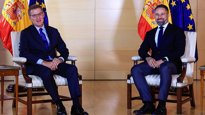 Feijóo y Abascal se erigen como "alternativa" a la "subasta" de los independentistas en su reunión para la investidura