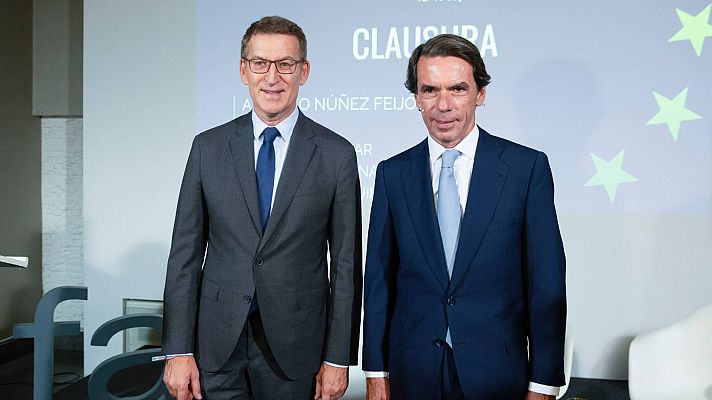 Telediario 1 - Feijóo exhibe unidad con Aznar y carga contra el PSOE por la ley de amnistía