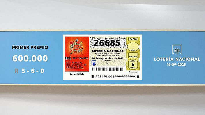 Sorteo de la Lotería Nacional del 16/09/2023