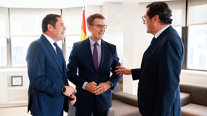 Telediario 1 - Feijóo se reúne con Garamendi y el PP con el PNV en el marco de una investidura para la que aún no hay apoyos