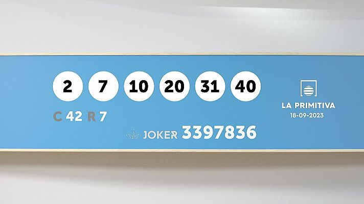 SELAE - Sorteo de la Lotería Primitiva y Joker del 18/09/2023