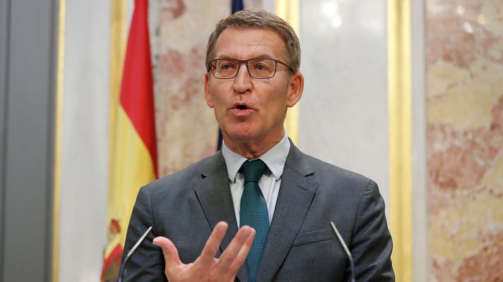 Telediario 1 - Feijóo critica que Sáchez va "camino" de la amnistía y los socios del Gobierno celebran que "abra la puerta"