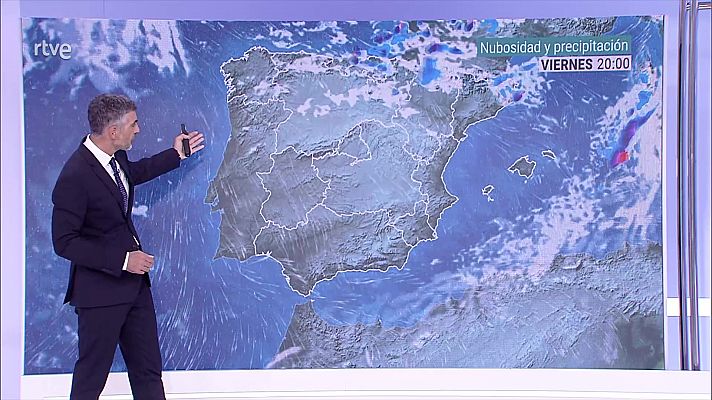 Probabilidad de precipitaciones localmente fuertes y/o persistentes al principio en la mitad noroeste de Galicia y oeste de Asturias        