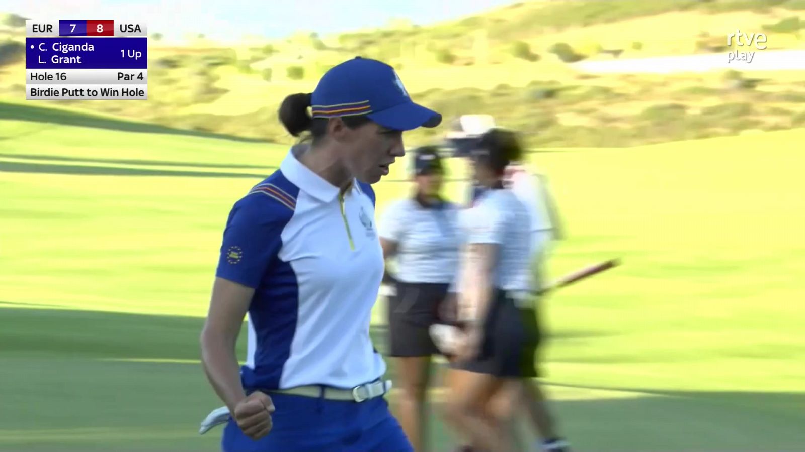 El birdie decisivo de Carlota Ciganda para poner el 8-8 en la Solheim