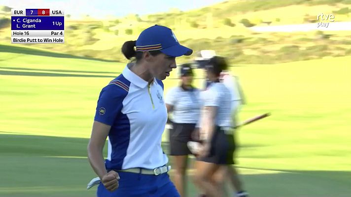 El birdie decisivo de Carlota Ciganda para poner el 8-8 en la Solheim Cup