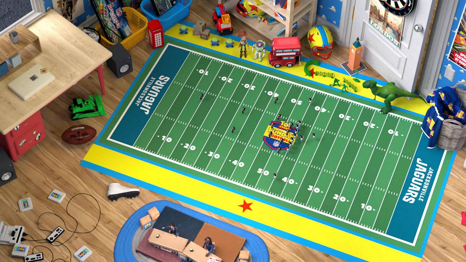 El partido de la NFL entre Jaguars y Falcons al estilo 'Toy Story'  - vídeo