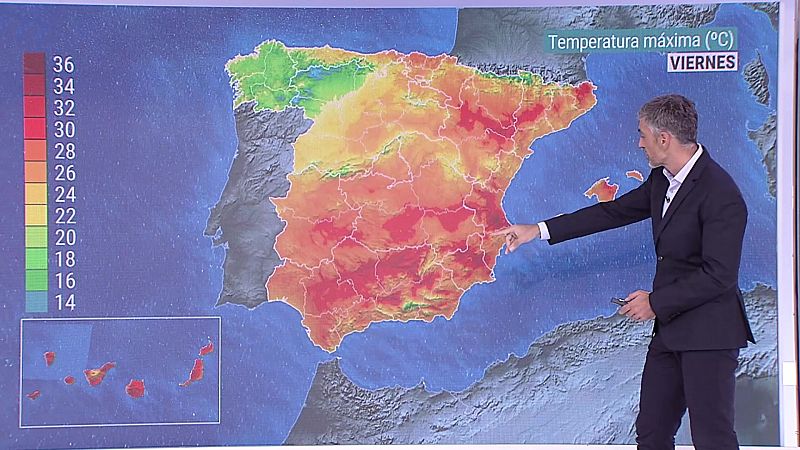 Temperaturas significativamente altas en Canarias. Precipitaciones localmente fuertes y persistentes en el oeste de Galicia - ver ahora