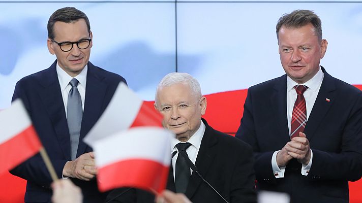 Telediario 1 - Los resultados de las elecciones en Polonia mantienen al partido gobernante por debajo de la mayoría necesaria