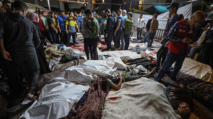 Telediario 2 - Al menos 500 muertos en un bombardeo de Israel a un hospital en Gaza