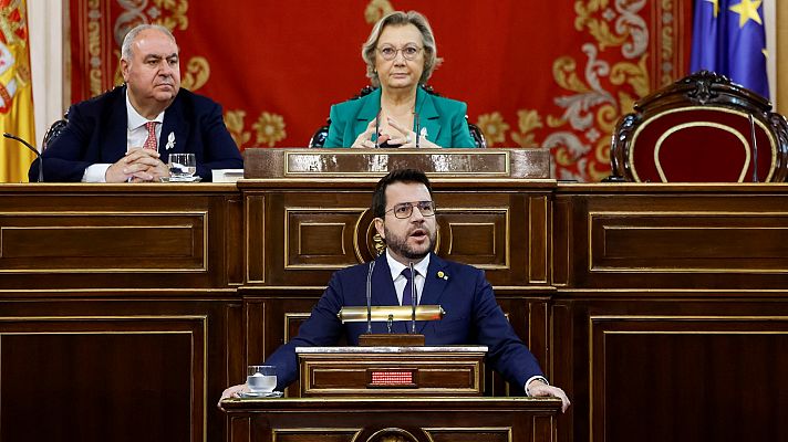 Telediario 1 - Aragonès defiende la amnistía en el Senado frente a la crítica unánime de los presidentes del PP