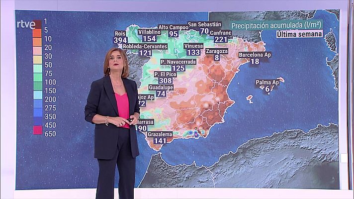 Precipitaciones localmente fuertes o persistentes en el oeste y norte de Galicia, Pirineo central y suroeste peninsular 