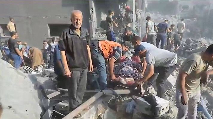 Telediario 1 - Decenas de muertos en un ataque israelí al campo de refugiados de Yabalia en Gaza
