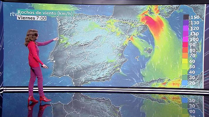 Intervalos de viento fuerte en Pirineos, nordeste de Cataluña y Baleares