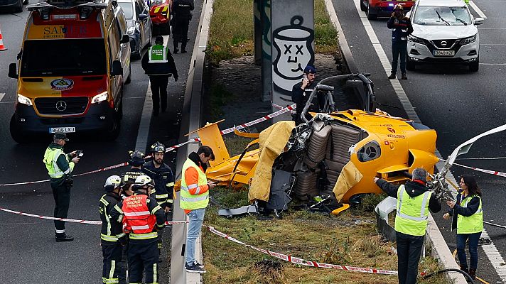 Se estrella un helicóptero en la M-40 de Madrid