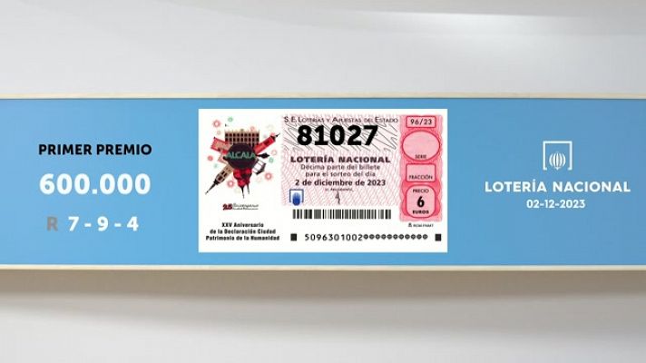 Sorteo de la Lotería Nacional del 02/12/2023