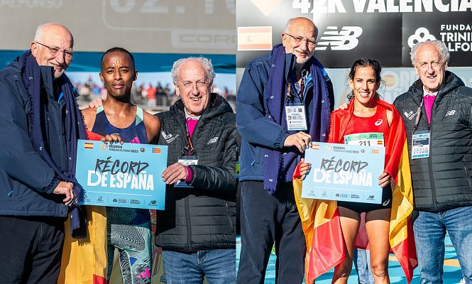 Valencia vibra con los récords de España de maratón de Novales y Maayouf