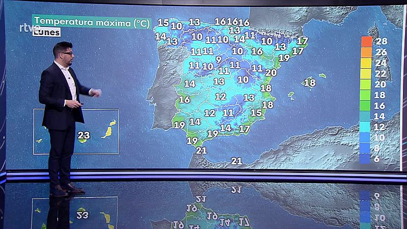 Intervalos de viento fuerte en la costa Galicia, oeste de la cordillera Cantábrica, y de madrugada en el Ampurdán - ver ahora