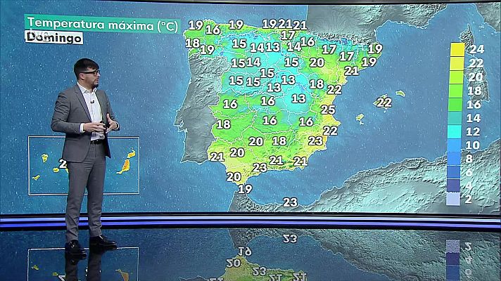 Intervalos y rachas de viento fuerte en el norte de Galicia, oeste de Asturias y de Tramontana en el Mediterráneo. Precipitaciones persistentes en el oeste de Galicia