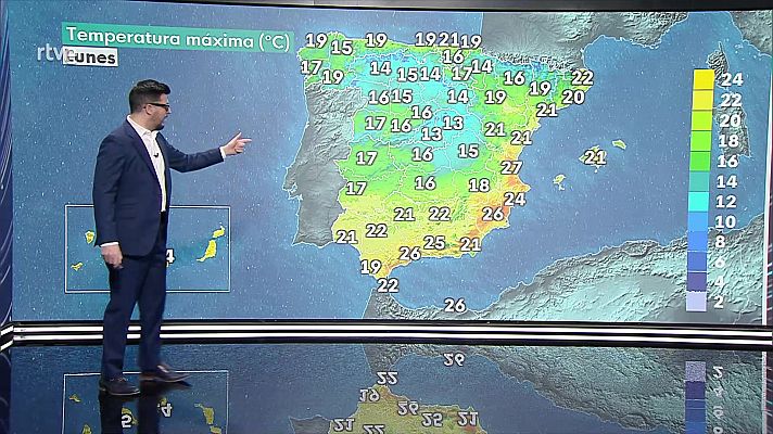 Intervalos y rachas de viento fuerte en el noreste de Galicia y oeste de Asturias. Precipitaciones persistentes en el oeste de Galicia