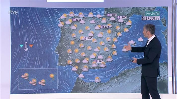 El tiempo - Intervalos de viento fuerte en el Cantábrico, bajo Ebro, Baleares y Alborán